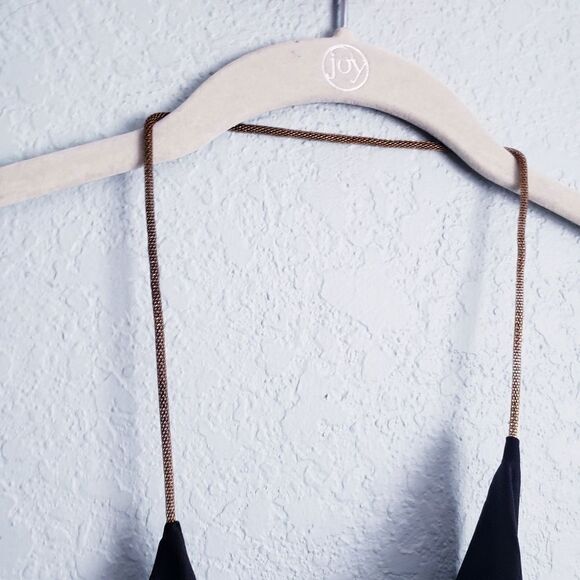 WAYF Black Satin Front Drape Chain Halter Cami - Picture 3 of 7